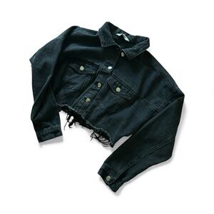 Black Cropped Denim Jacket